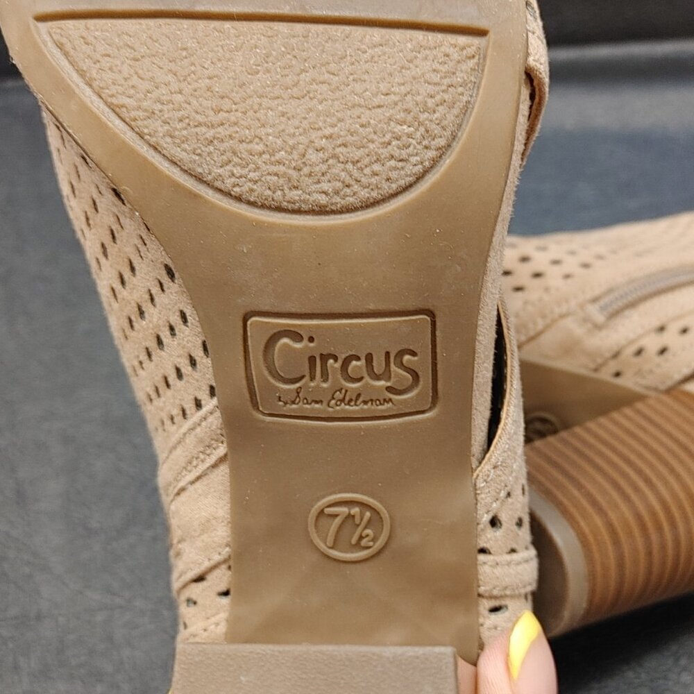 CIRCUS BY SAM EDELMAN Emerson Light Tan Open Toe Booties Size 7.5 - Picture 3 of 4